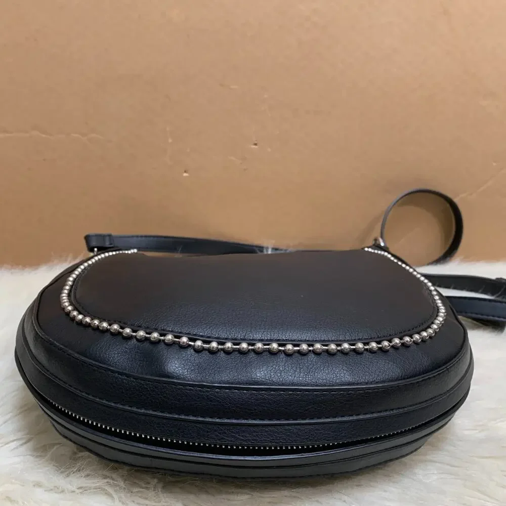 I.N.C. Black Vegan Leather Expandable KOLLEENE Ball Chain Hobo XB